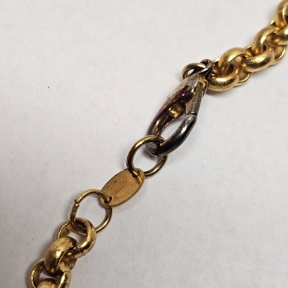 Signed POGGI Paris French Coutre Gold Tone Statement Necklace Pear Ball Drop - Picture 7 of 14